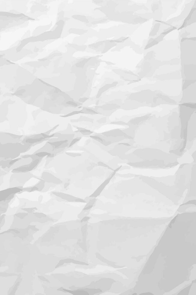 White clean crumpled paper background. Vertical crumpled empty paper template for posters and banners. Vector illustration