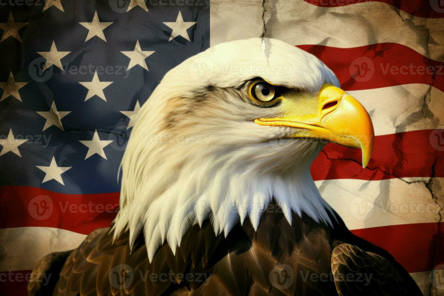 Bald eagle american flag states. Generate Ai photo