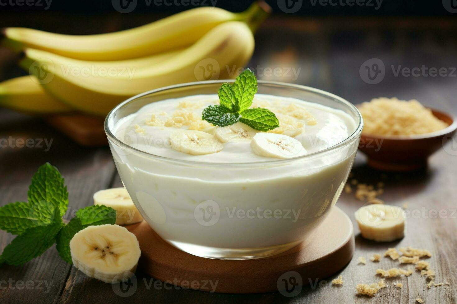 New Banana yogurt. Generate Ai photo