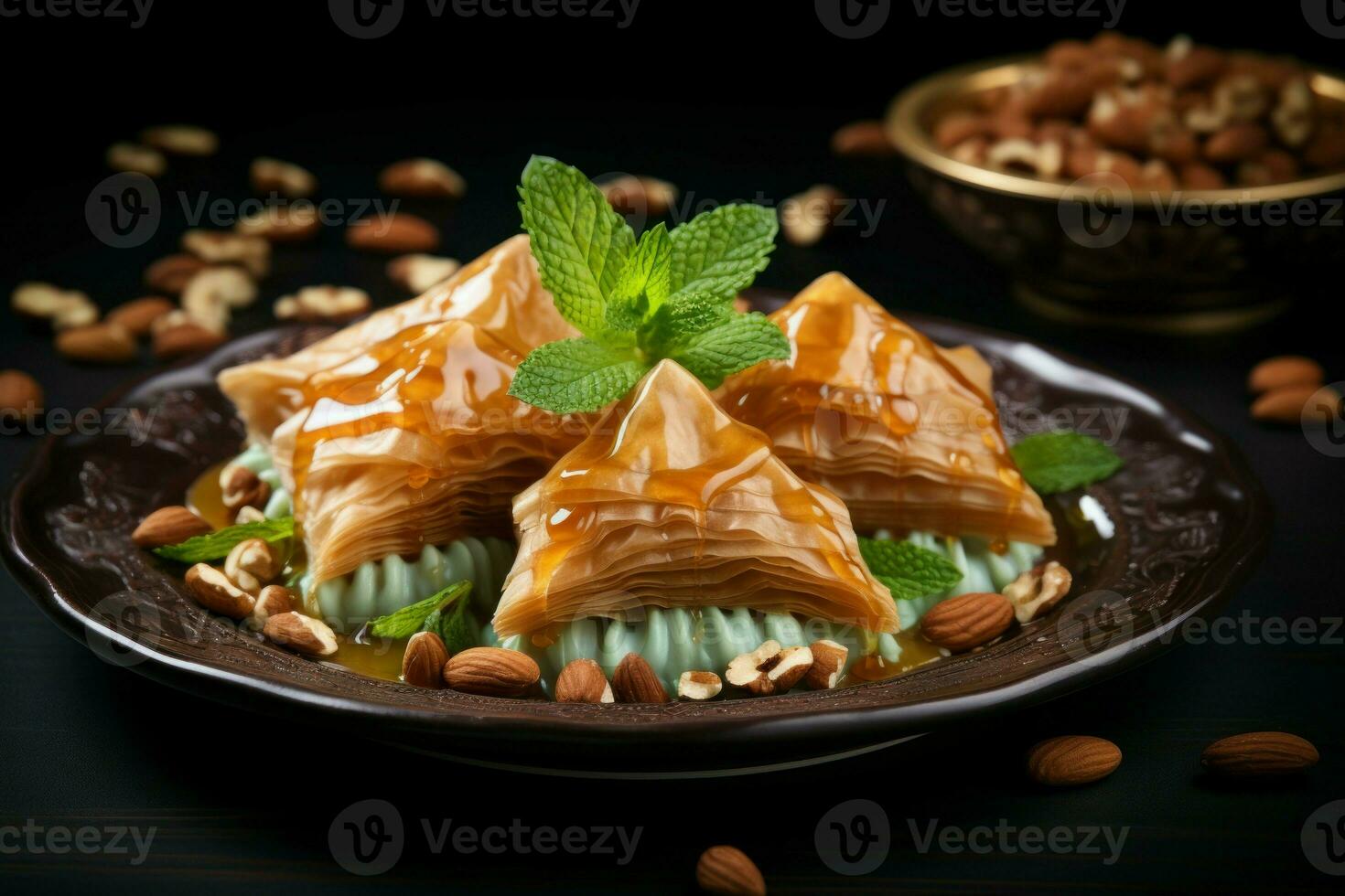 Baklava arabian dessert. Generate Ai photo