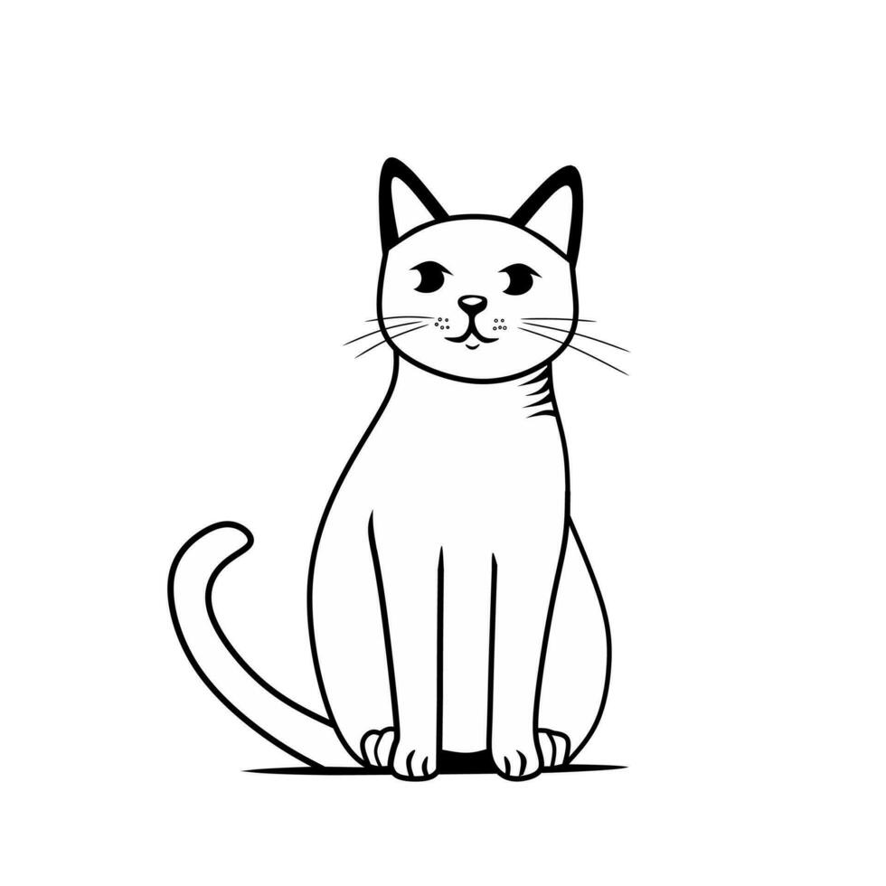 White cat illustration clipart design on white background vector