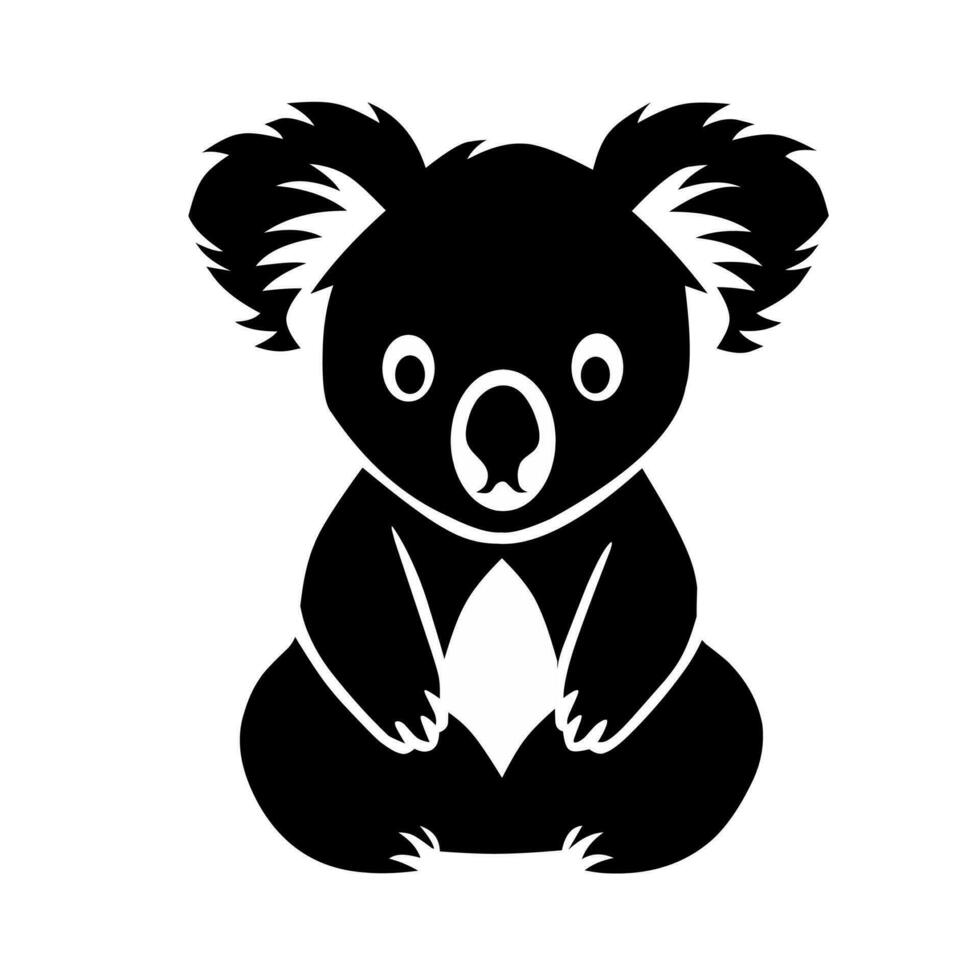 Black and white illustration design of the koala animal on a white background vector