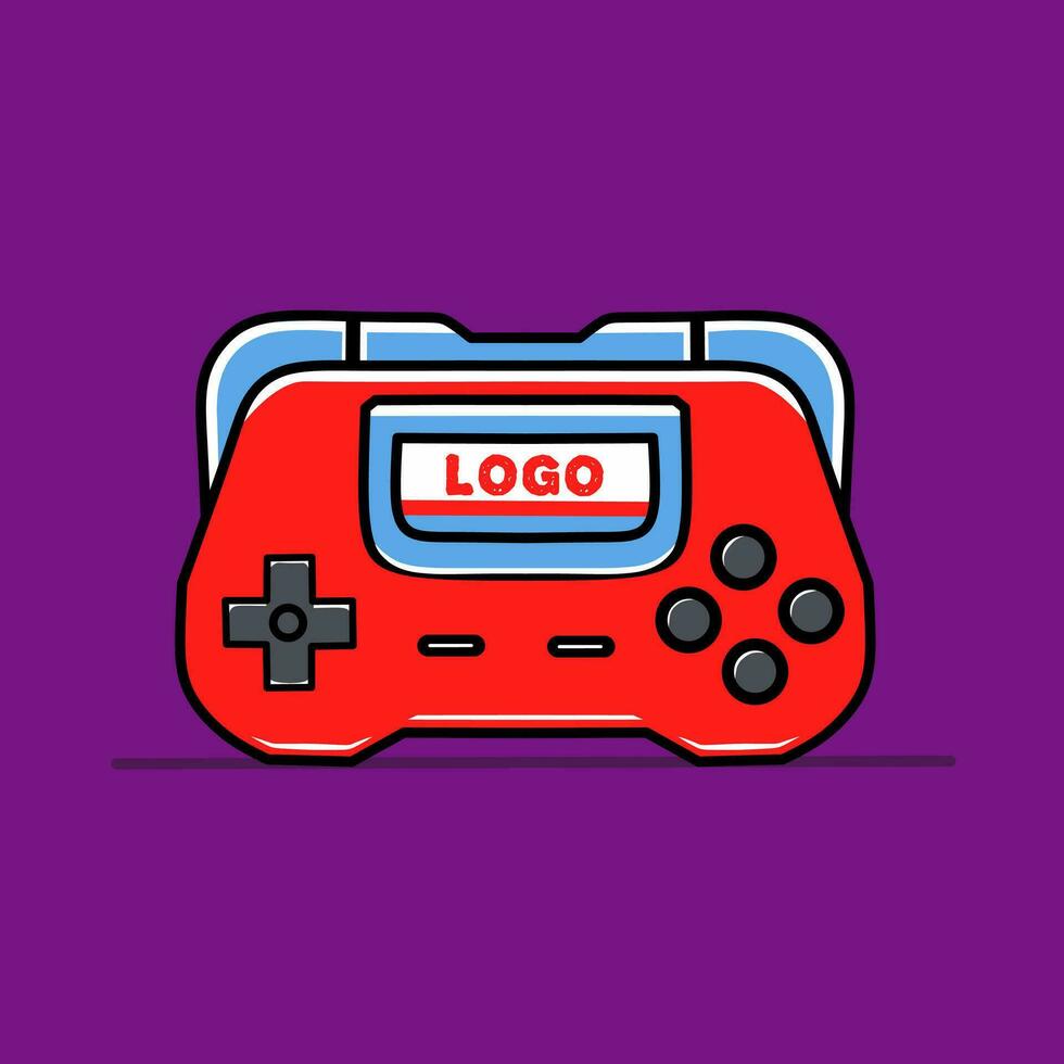 Red blue color game console theme clipart illustration design with purple background vector