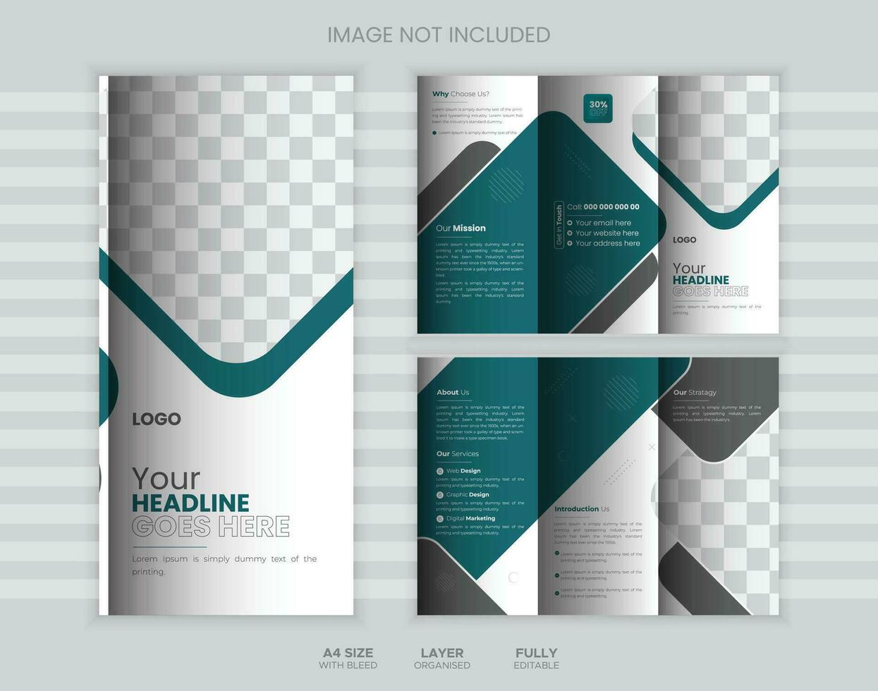 Tri fold brochure design, Business Brochure Template in Tri Fold Layout, Brochure design, brochure template, Business booklet, catalog, magazine, magnetic, design vector