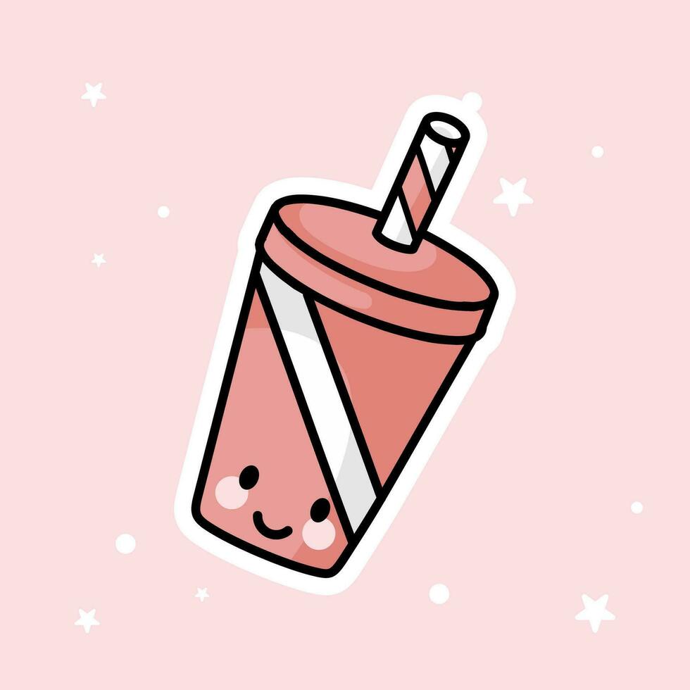 Cute Kawaii Soda Cup is isolated on a pink background vector