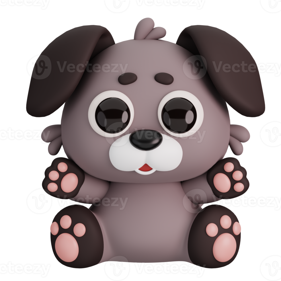 Cute Sitting Dog Isolated. Animals Cartoon Style Icon Concept. 3D Render Illustration png