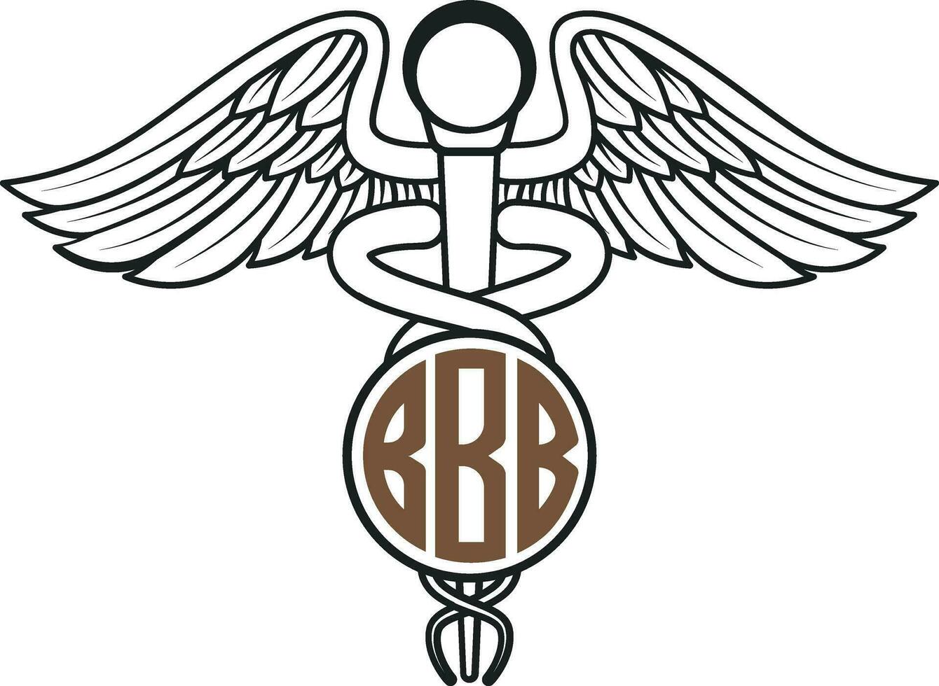 Caduceus Symbol Monogram, Caduceus Symbol With Stethoscope, Stethoscope, Caduceus, Medical, Healthcare, Monogram vector