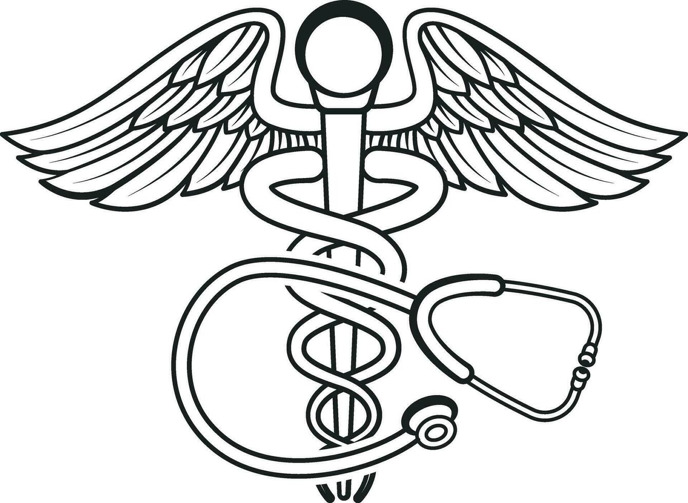Caduceus Symbol, Caduceus Symbol With Stethoscope, Stethoscope, Caduceus, Medical, Healthcare, Monogram vector