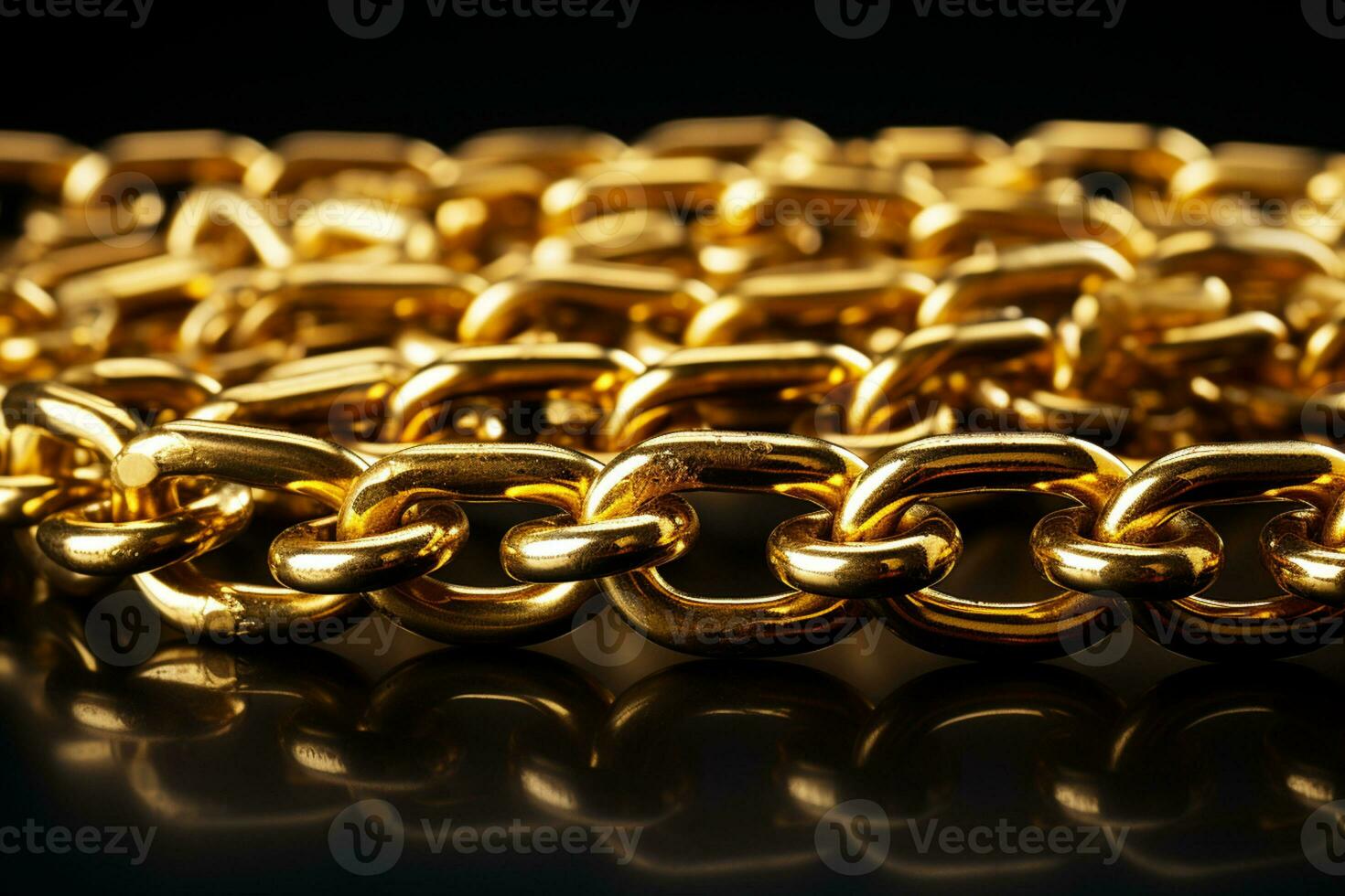 Golden link binds chain, isolated on white background AI Generated photo