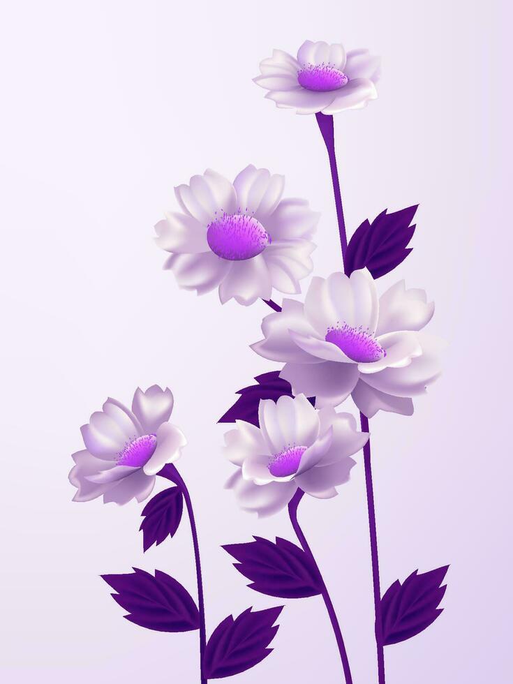 Vector hand painted purple flowers