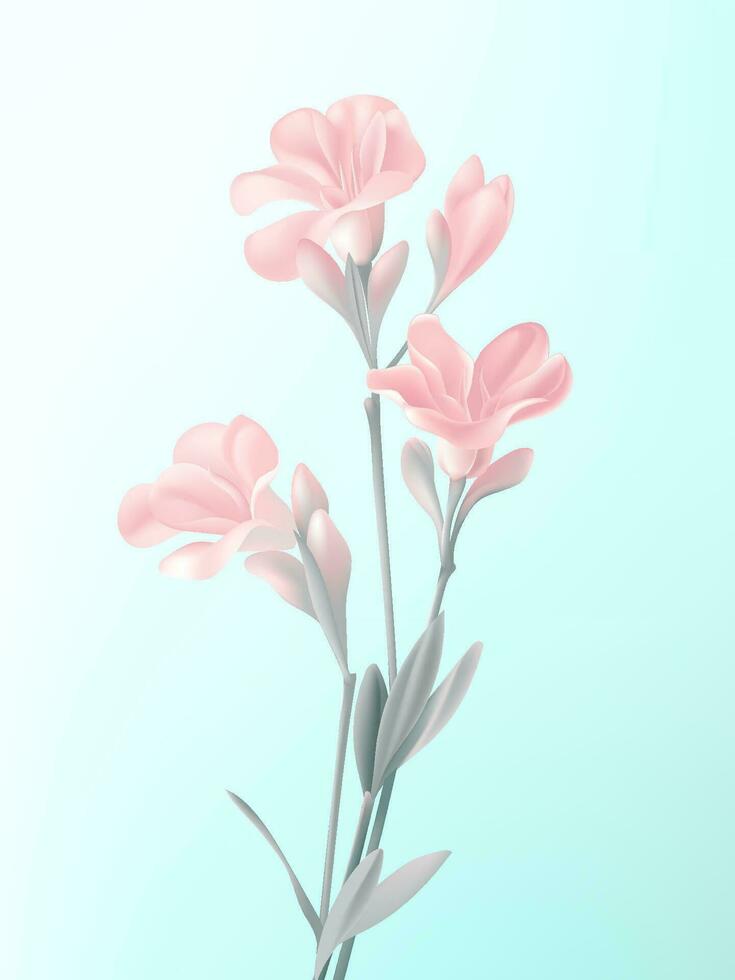 Vector hand painted pink freesia