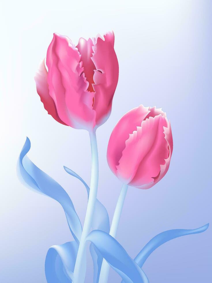 Vector hand painted pink tulips