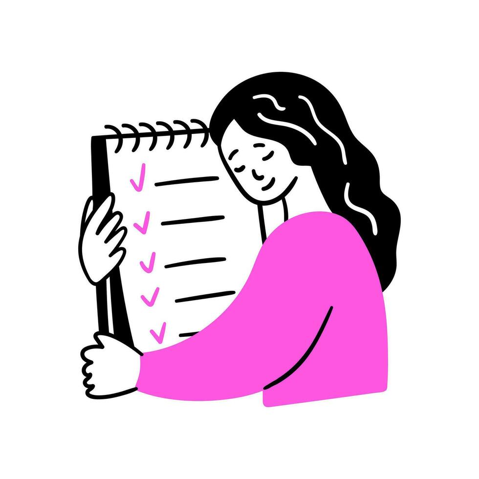 Cartoon Color Educational and Self-Development Concept Scene with Character Girl. Vector