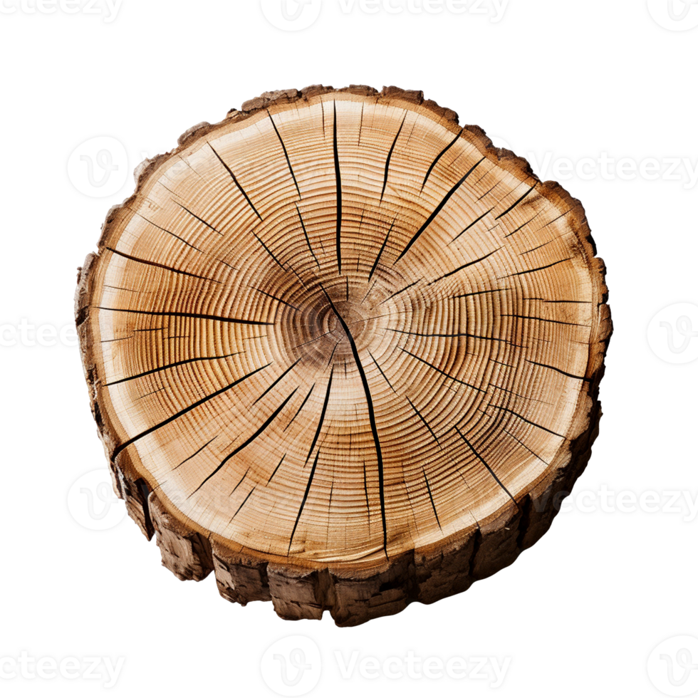 Tree trunk cross section isolated on transparent background, created with generative AI png