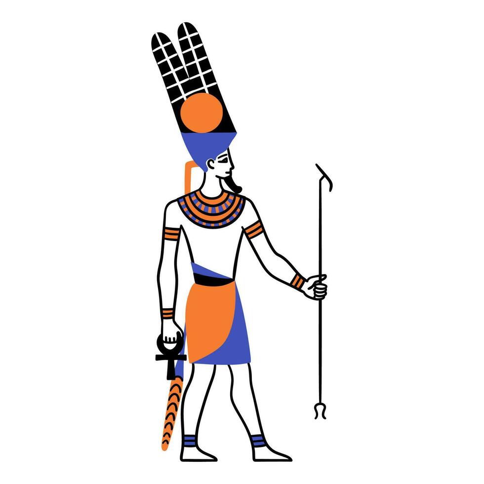 Cartoon Color Character Egyptian God Amun. Vector