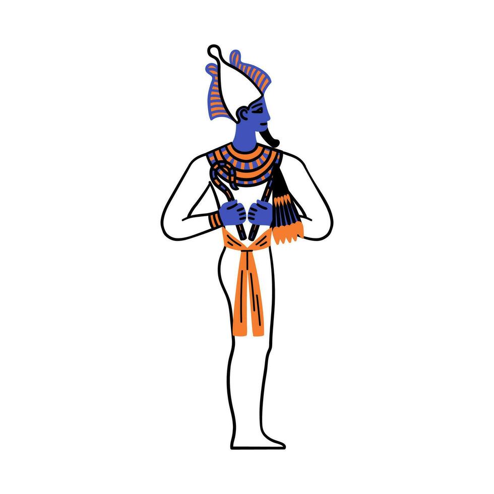 Cartoon Color Character Egyptian God Osiris. Vector