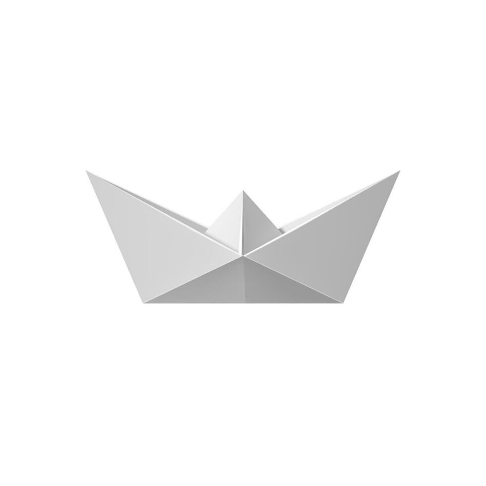 Realistic Detailed 3d White Folded Paper Boat. Vector