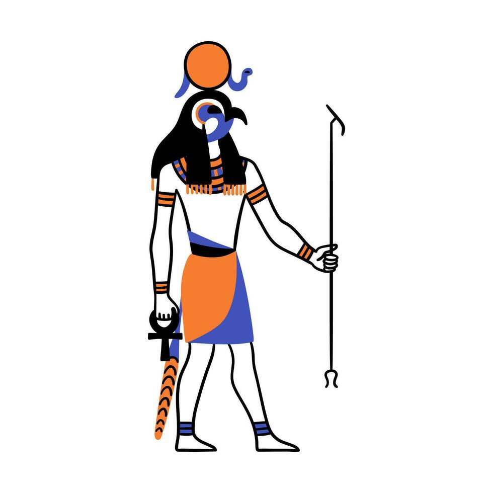 Cartoon Color Character Egyptian God Ra. Vector