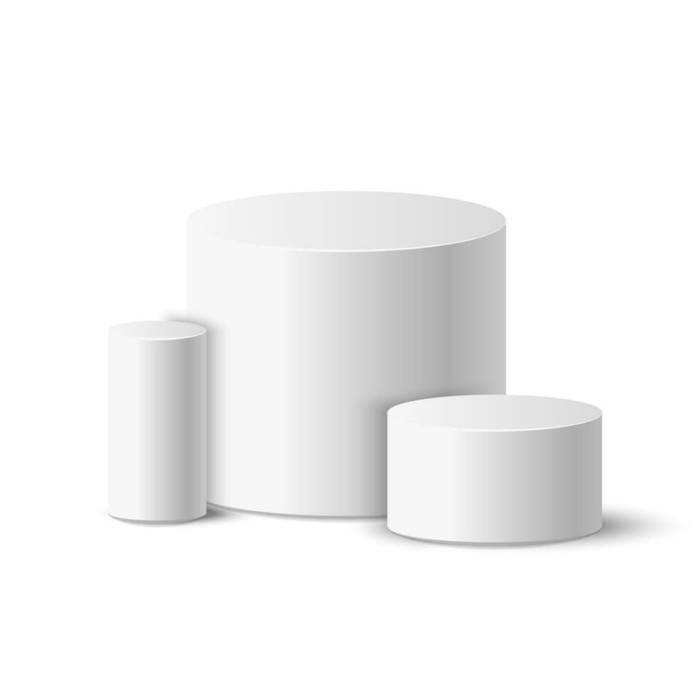 Realistic Detailed 3d White Cylinder Podium Mockup . Vector