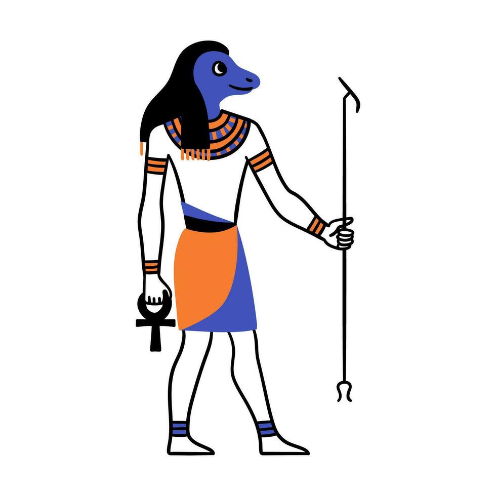 Cartoon Color Character Egyptian God Kek. Vector