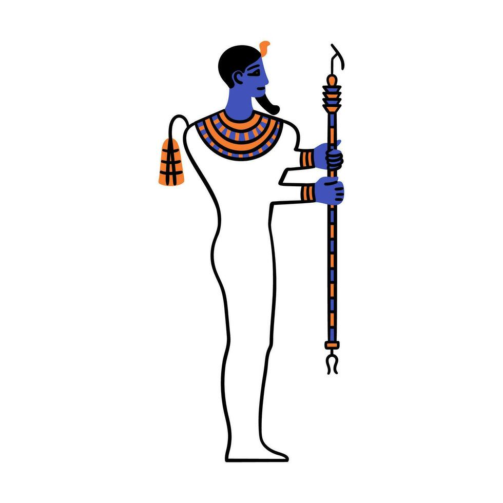 Cartoon Color Character Egyptian God Ptah. Vector