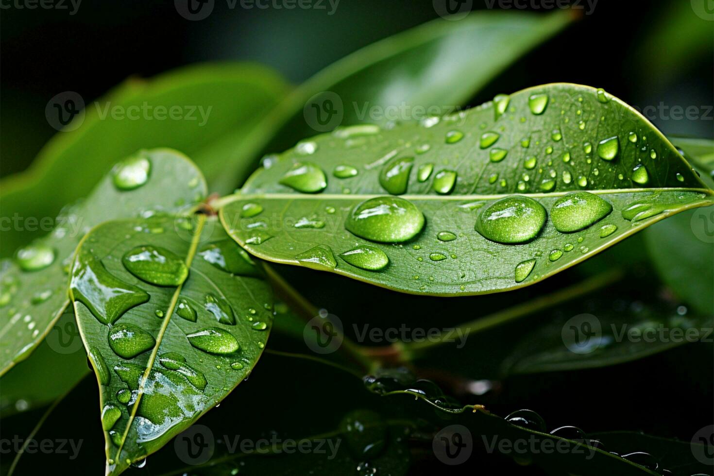 Natures perfection droplet on leaf AI Generated photo