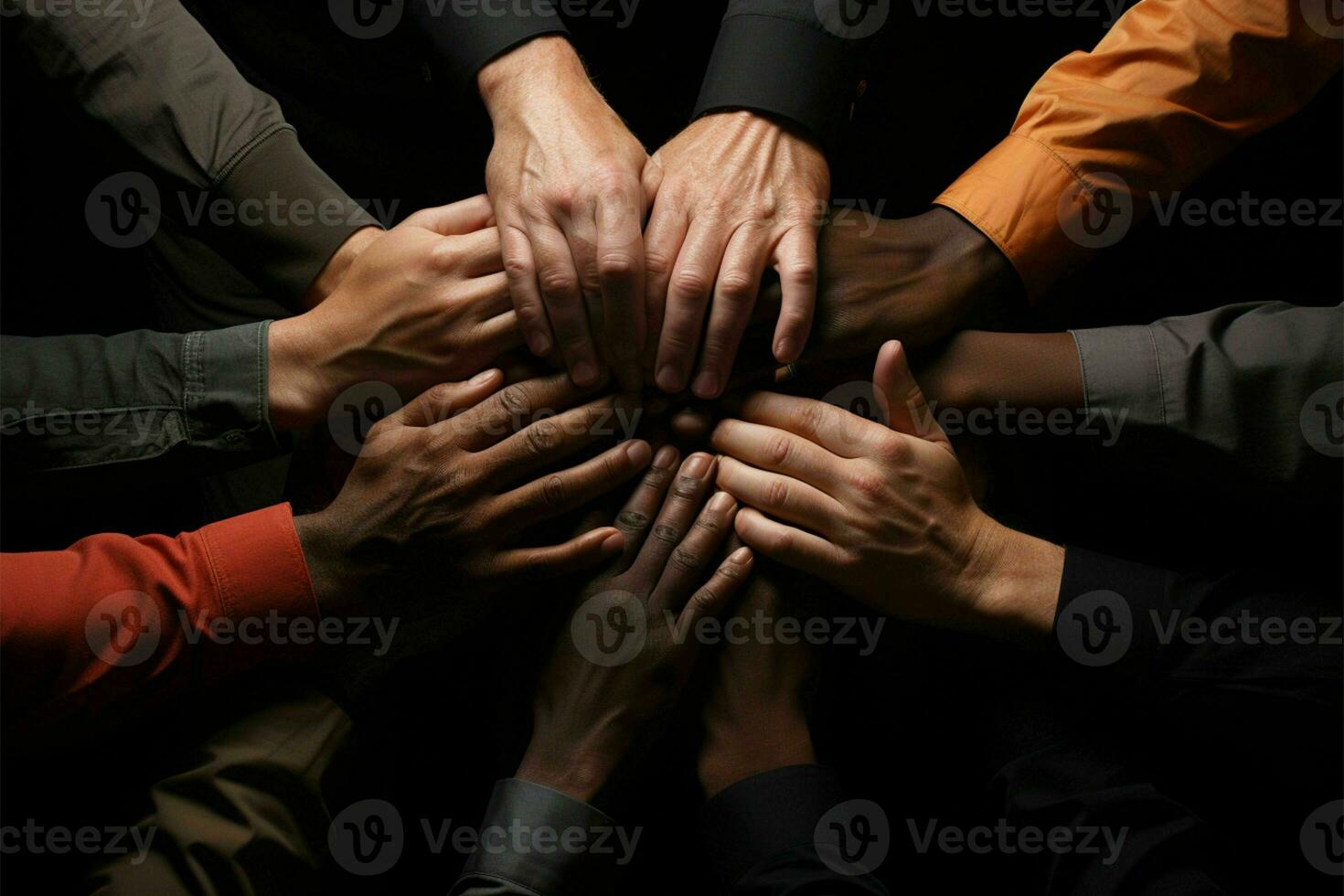Medical team's hands unite, symbolizing teamwork AI Generated photo