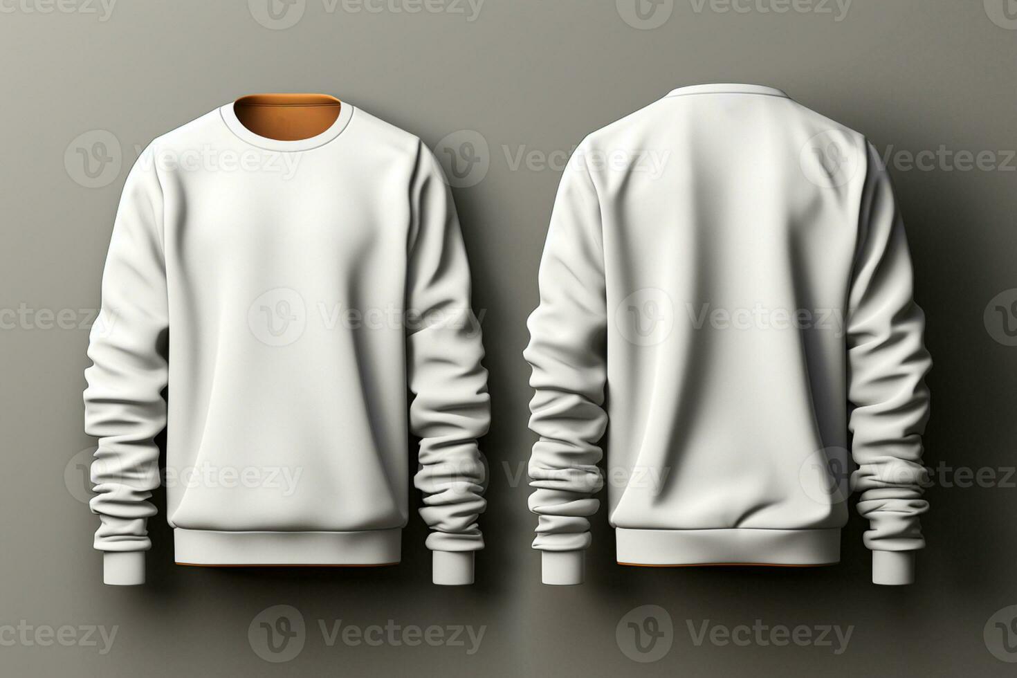 Versatile blank sweatshirt mockup 3D-rendered, front and back views AI Generated photo