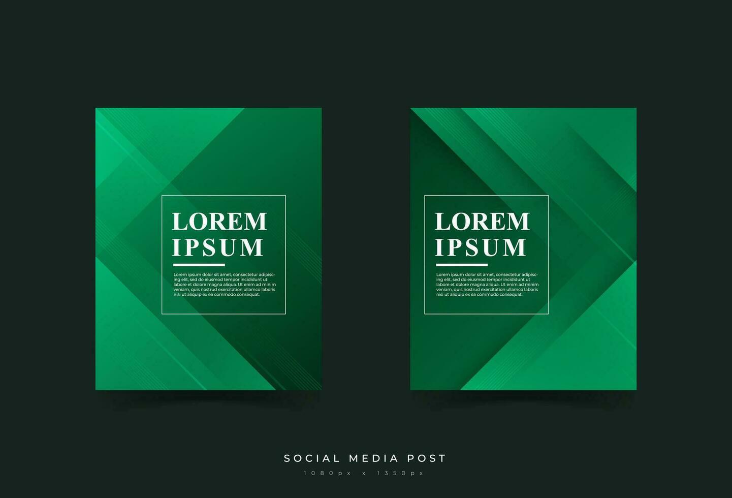 social media post template. full color, green and black gradations vector