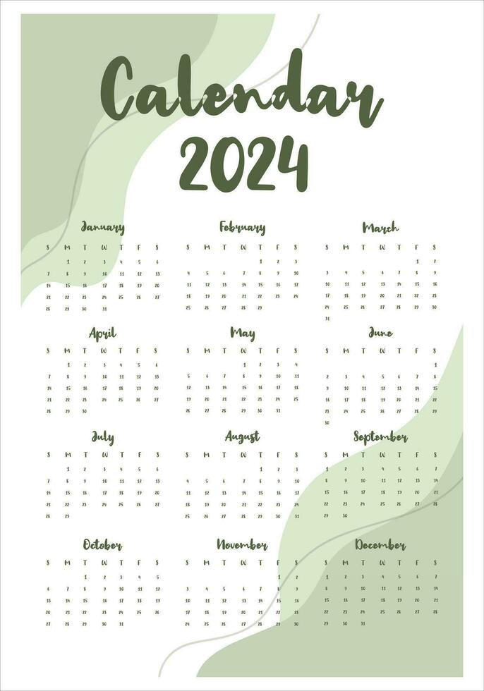 Calendar 2024 design template vector