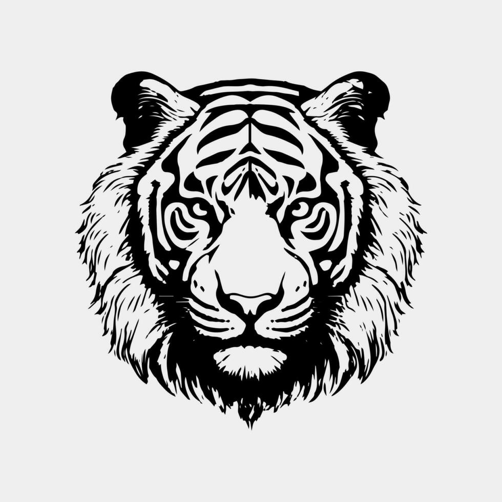 vector illustration of a head of a tiger with a black background.