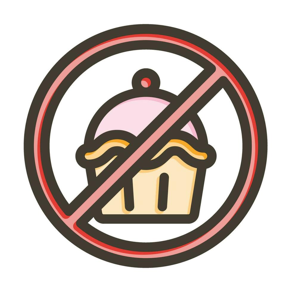 No Sweets Vector Thick Line Filled Colors Icon For Personal And Commercial Use.