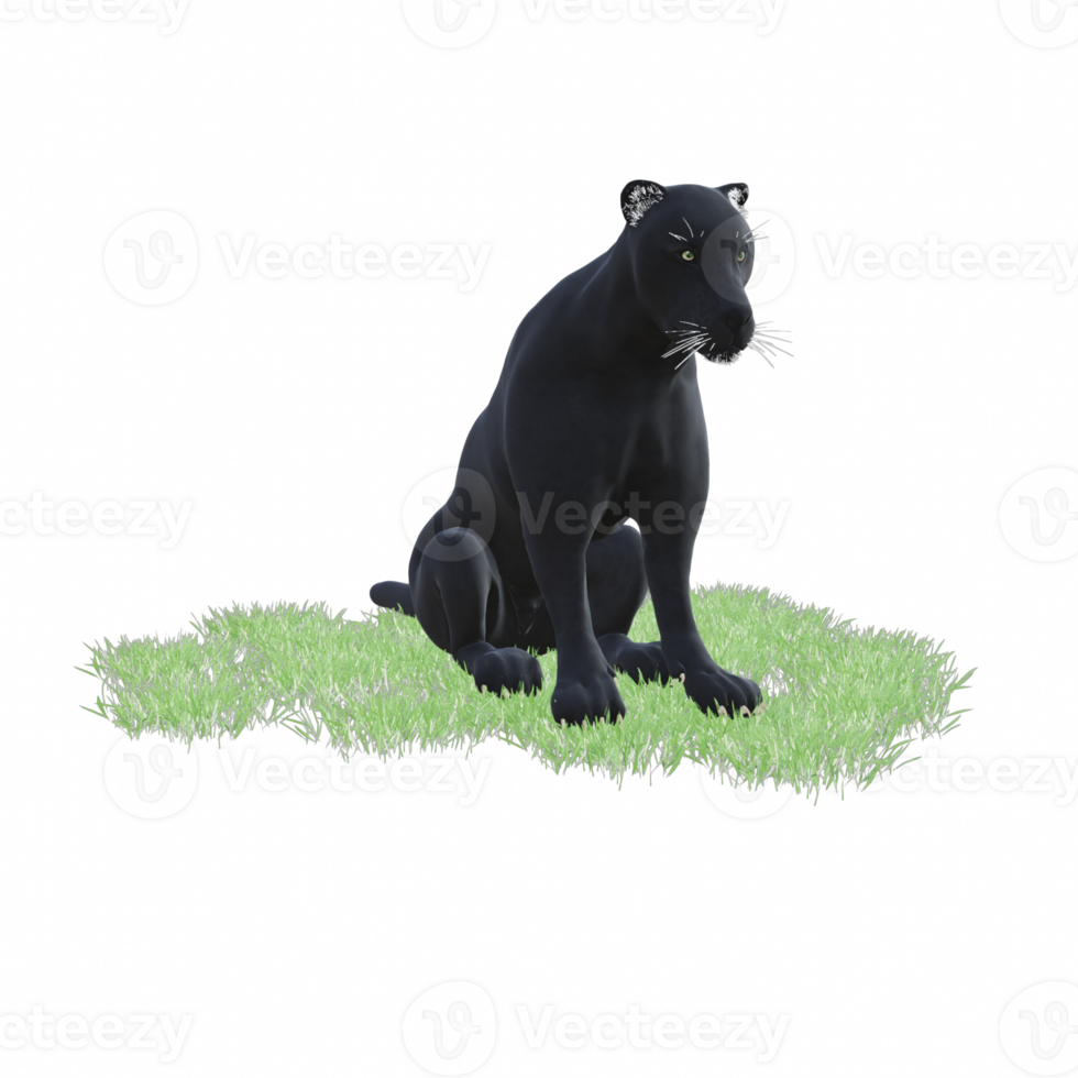 schwarz Panther isoliert 3d png