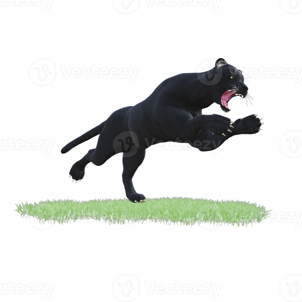 schwarz Panther isoliert 3d png