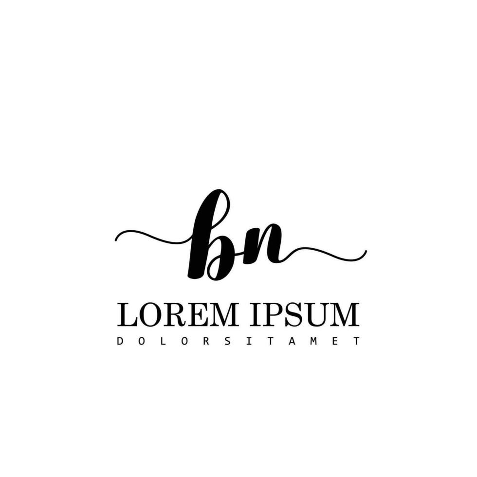 BN Initial Handwriting Template Design vector