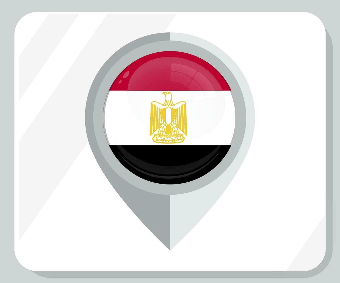 Egypt Glossy Pin Location Flag Icon vector