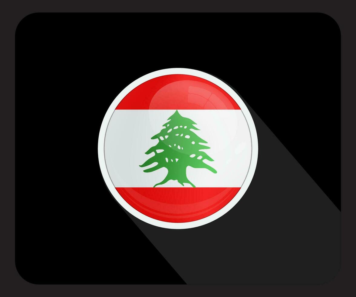 Lebanon Glossy Circle Flag Icon vector