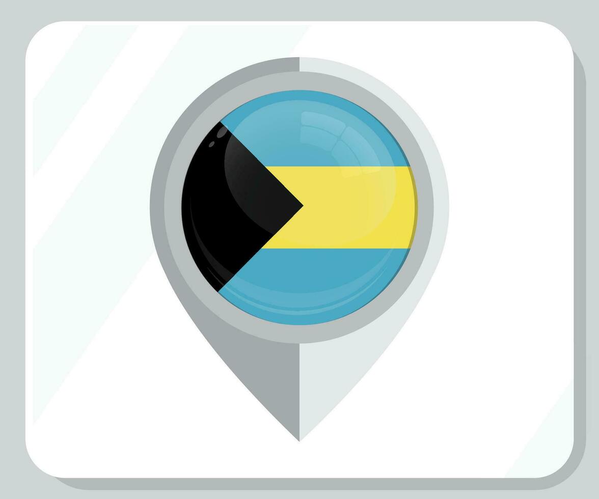 Bahamas Glossy Pin Location Flag Icon vector