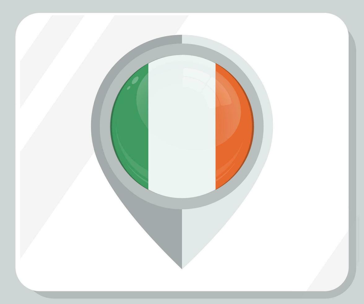 Irlanda lustroso alfiler ubicación bandera icono vector