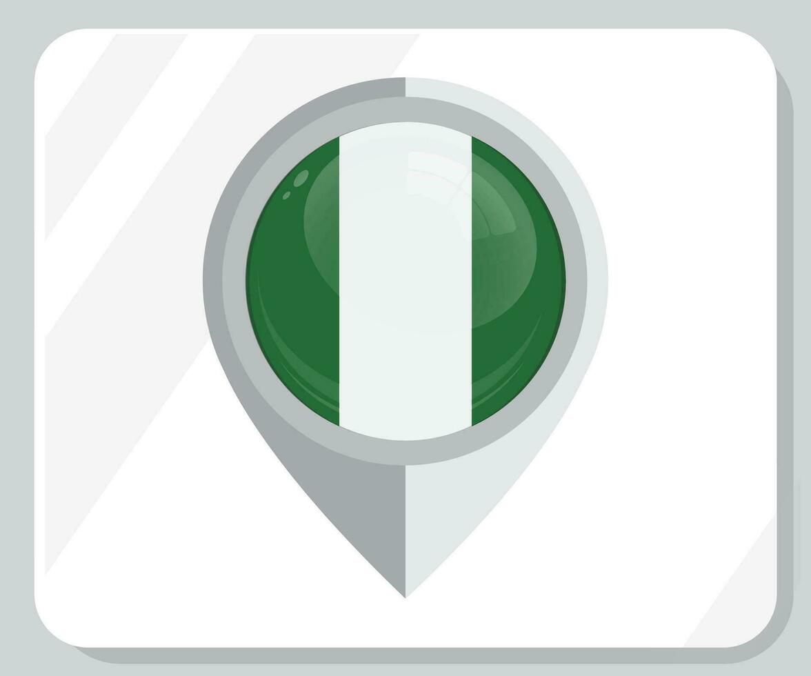Nigeria Glossy Pin Location Flag Icon vector