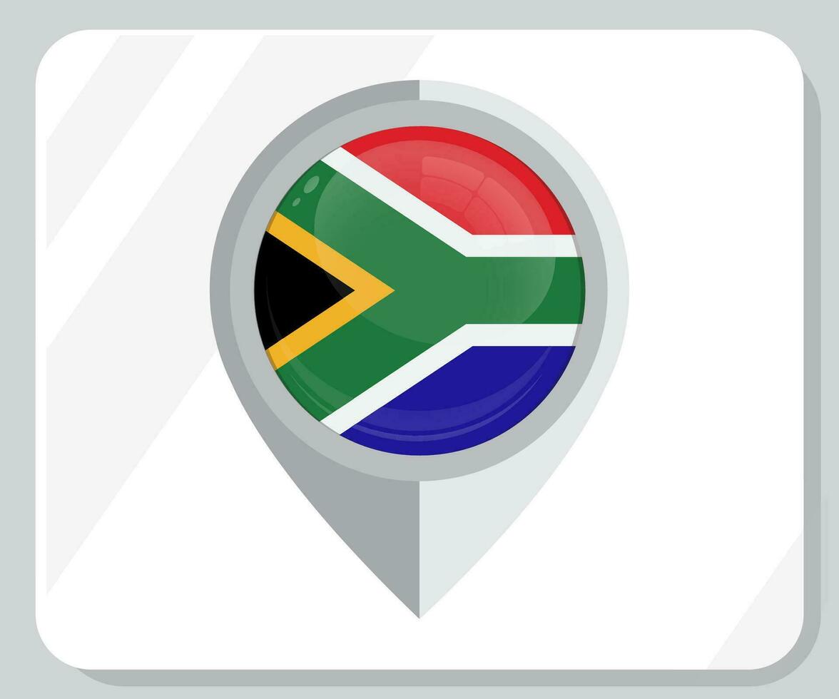 South Africa Glossy Pin Location Flag Icon vector