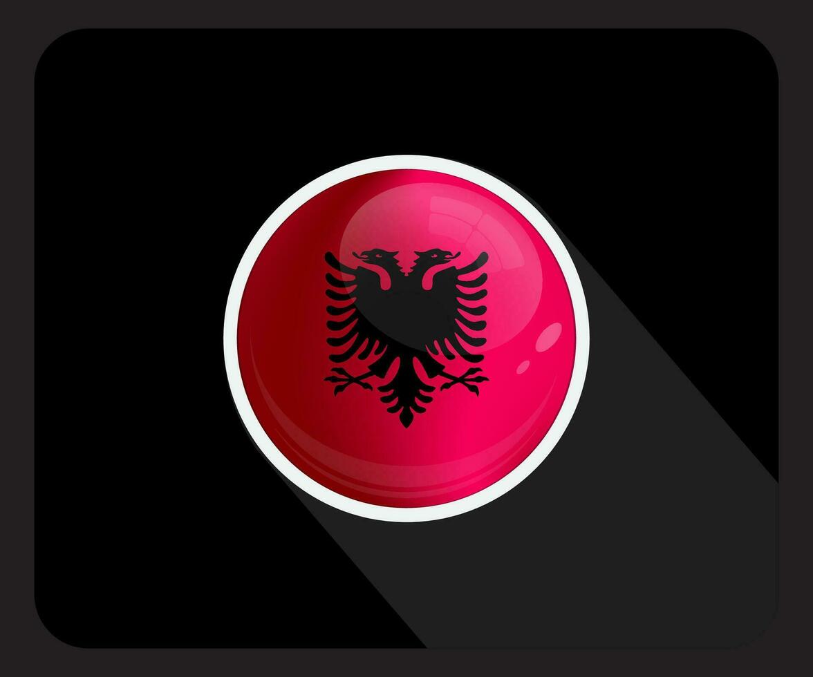 Albania Glossy Circle Flag Icon vector