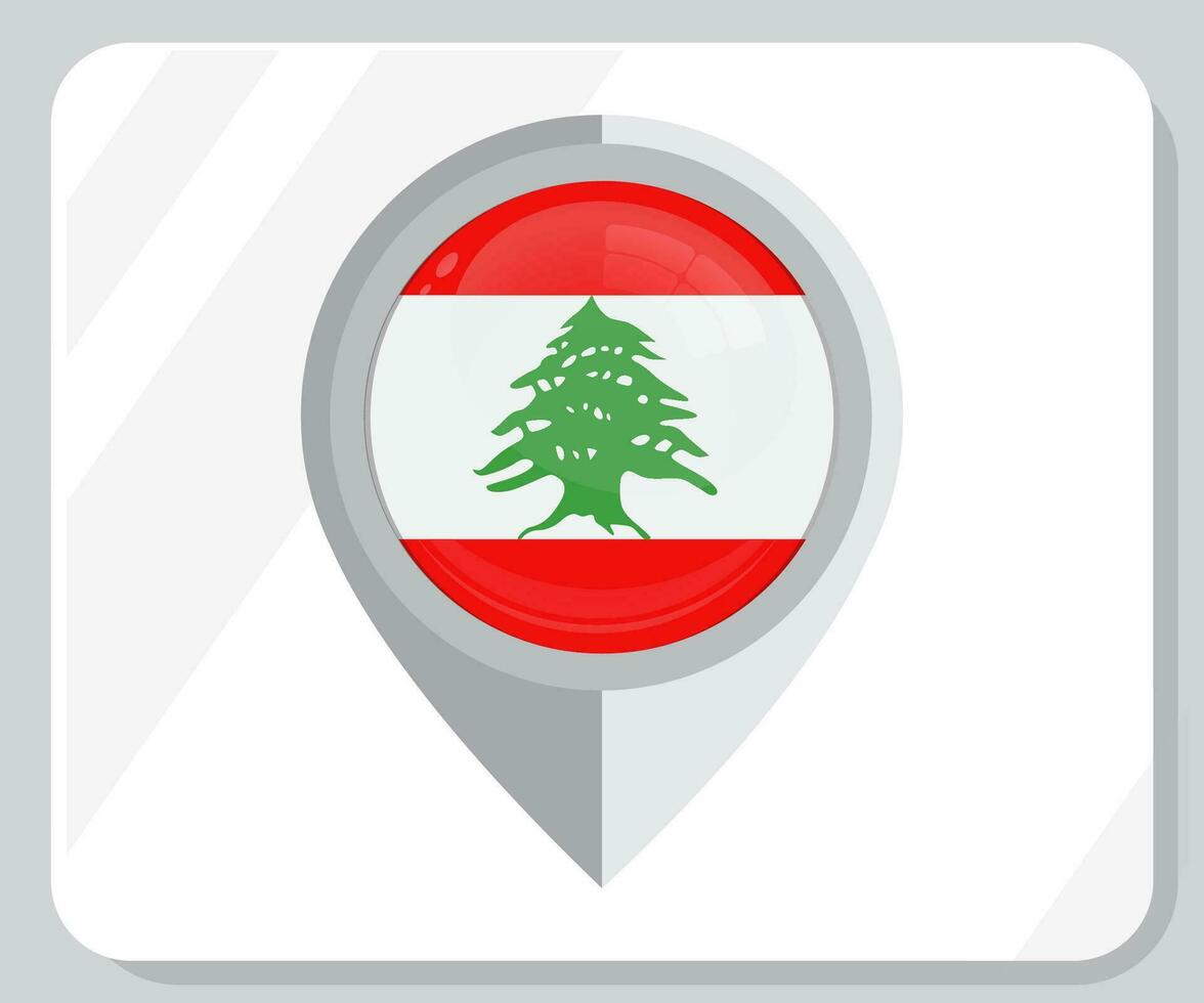 Lebanon Glossy Pin Location Flag Icon vector