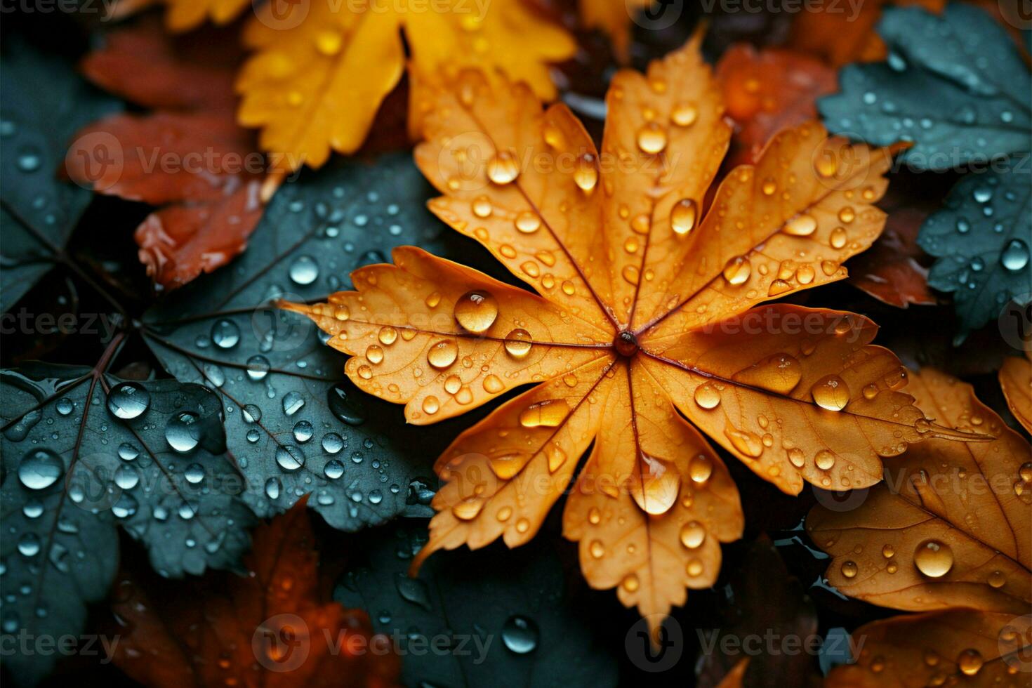 Natures kaleidoscope autumn leaf display AI Generated photo