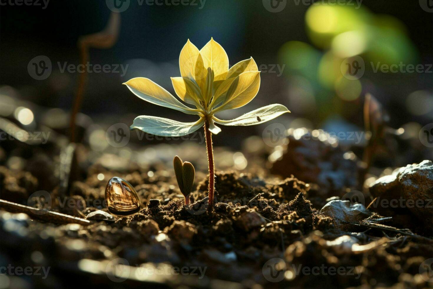 Finance blooms in nature's garden, money growth rooted in soil and sun AI Generated photo