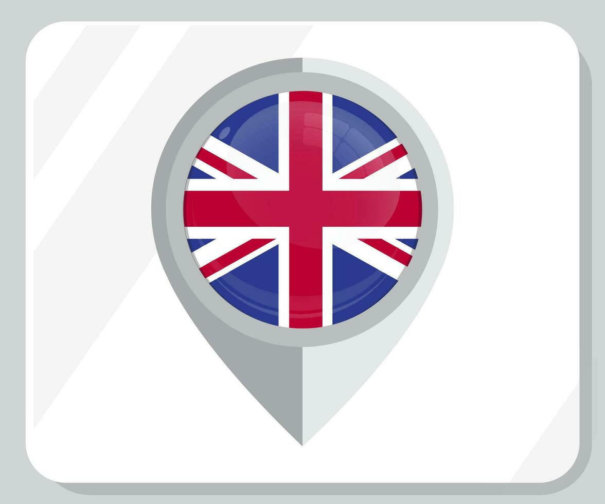 United Kingdom Glossy Pin Location Flag Icon vector