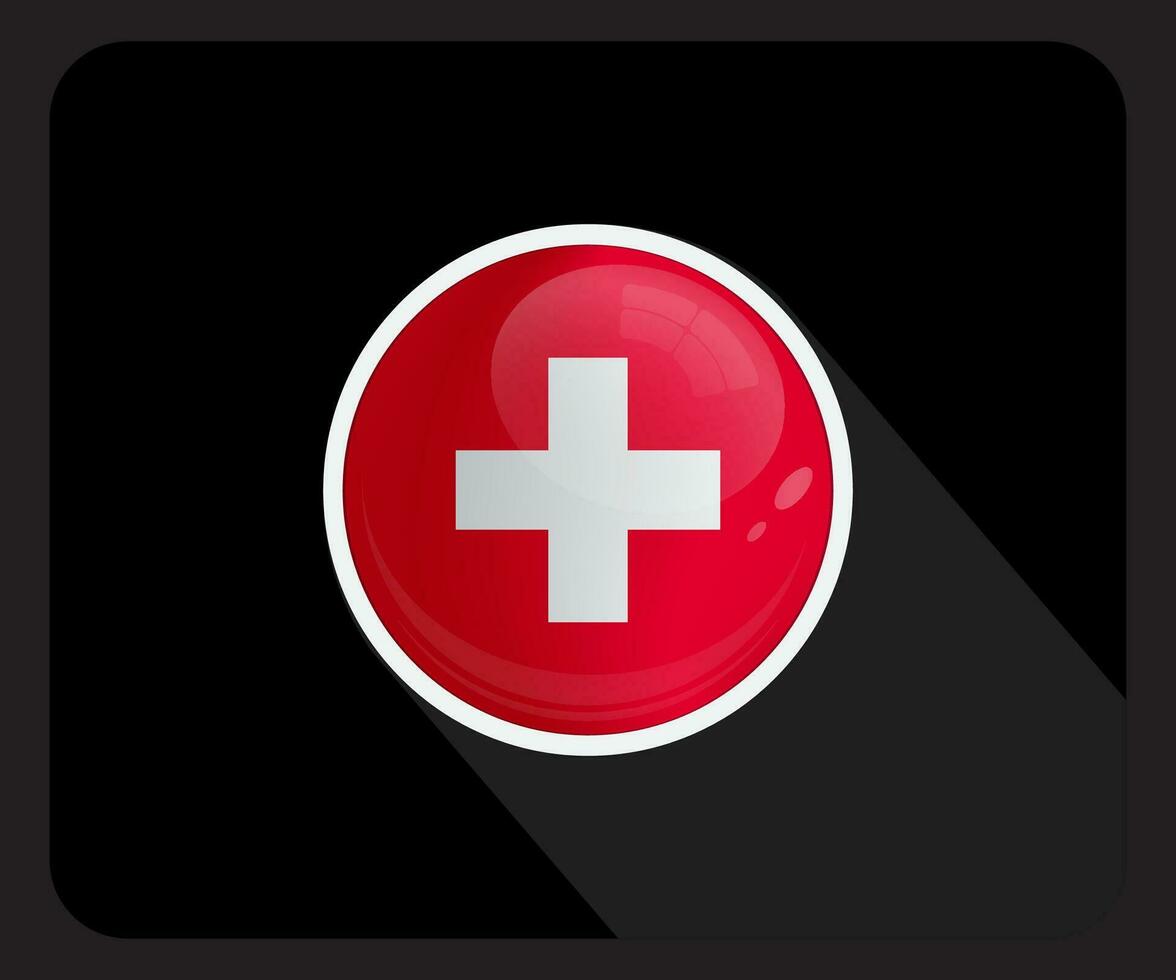 Switzerland Glossy Circle Flag Icon vector