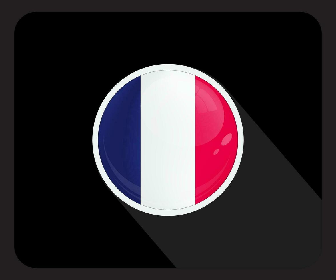 France Glossy Circle Flag Icon vector