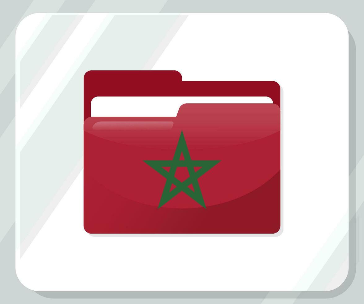 Marruecos lustroso carpeta bandera icono vector