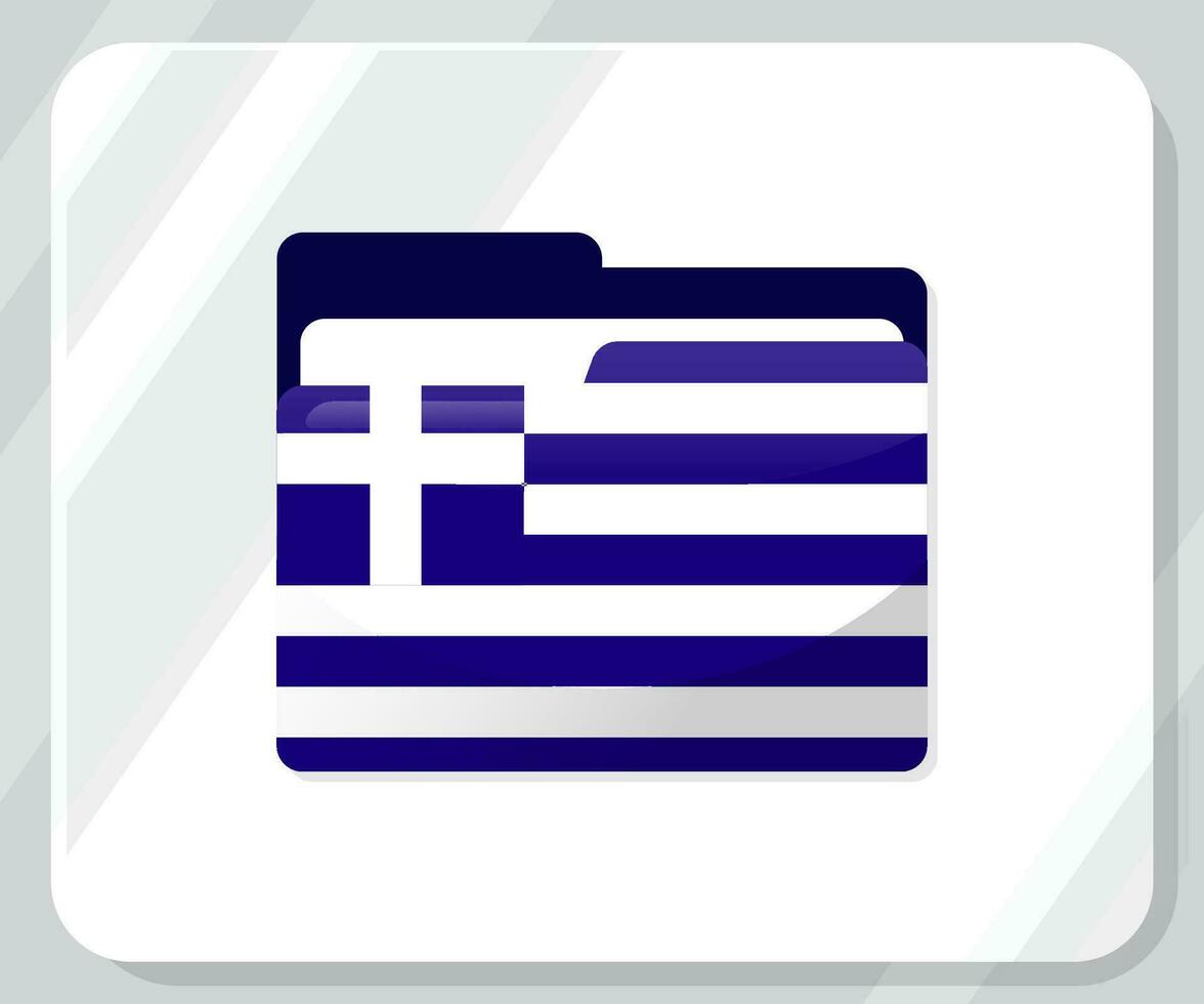 Greece Glossy Folder Flag Icon vector